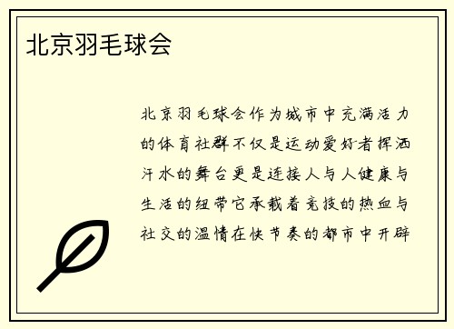 北京羽毛球会